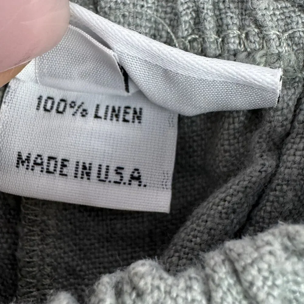 Bryn Walker Oliver USA Lagenlook Gray Green Lantern Pants Linen Wide-Leg S Small - Picture 7 of 8